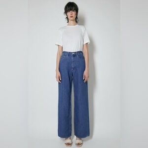 Moussy Wide Straight Leg Linen Blend Jeans Dark Wash Size 24